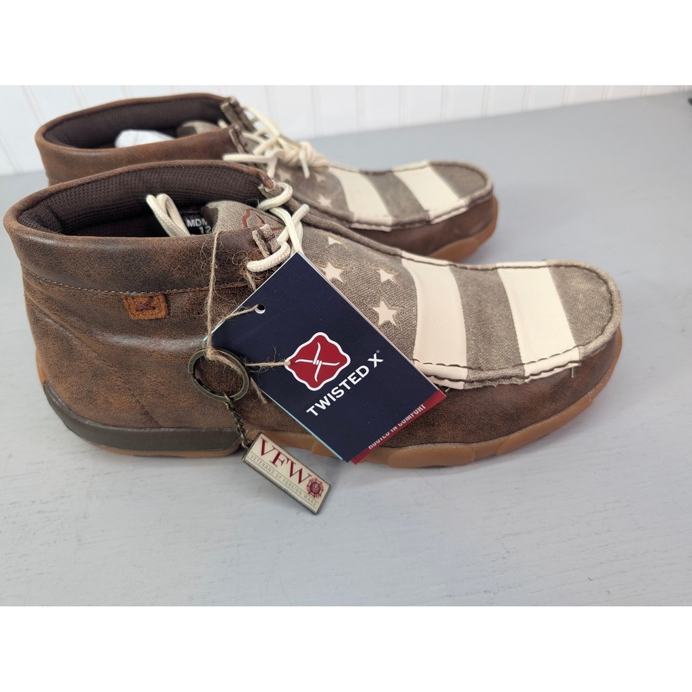 Twisted Mens Chukka Driving Moc MDM0075 Brown/Ivory USA Flag Casual Size 12M NOB - Picture 4 of 12